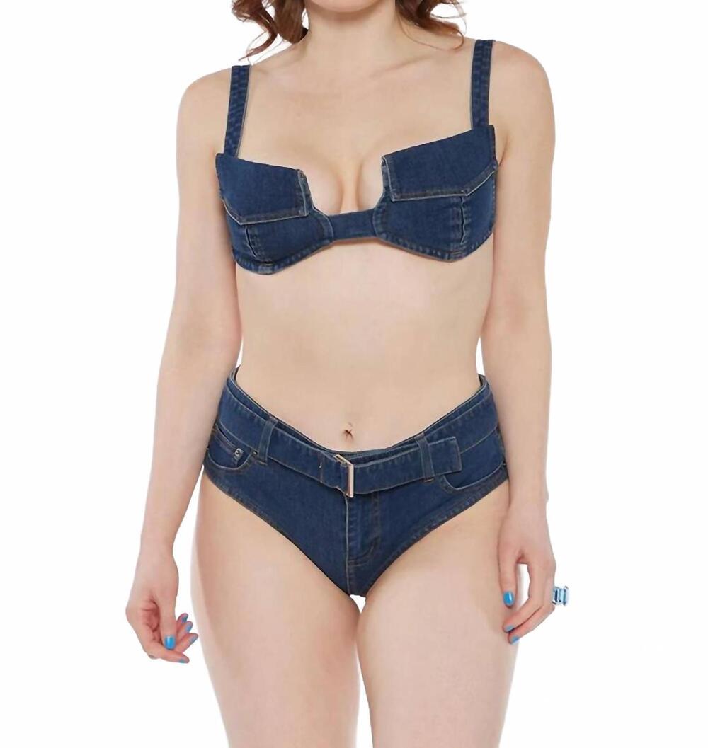 NEW CIRCULAR PATH brief bikini bottoms in midnight blue